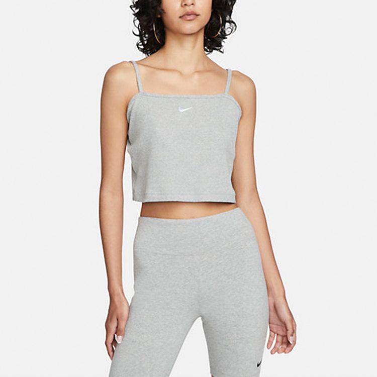 Nike Спортивные основы Топы-майки Женские Серый Умеренный Прямой крой DM6738-063