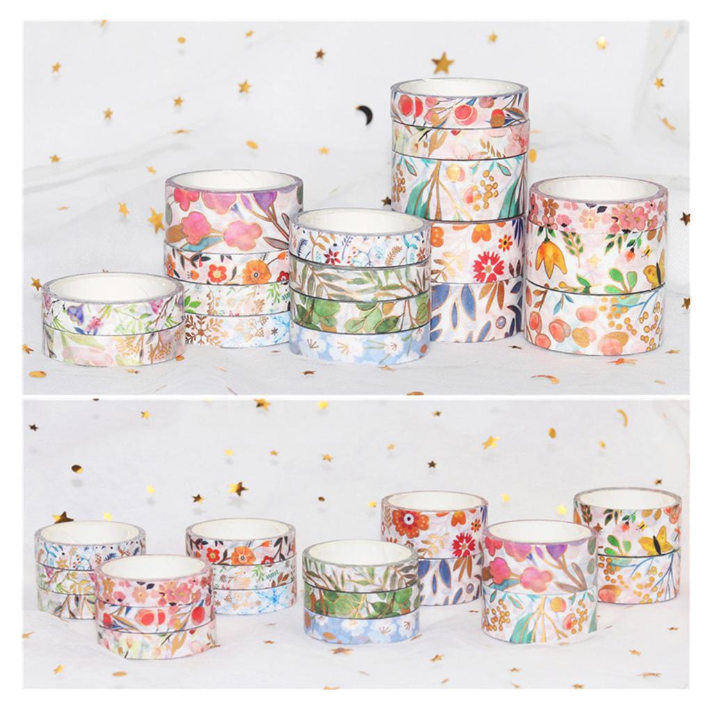 18 рулонов маскирующих лент Васи, набор цветочных клейких лент из золотой фольги, декоративная бумажная лента, красивый цветок