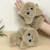 1 Pair Winter Half Finger Gloves Cartoon Cat Decor Thick Plush with