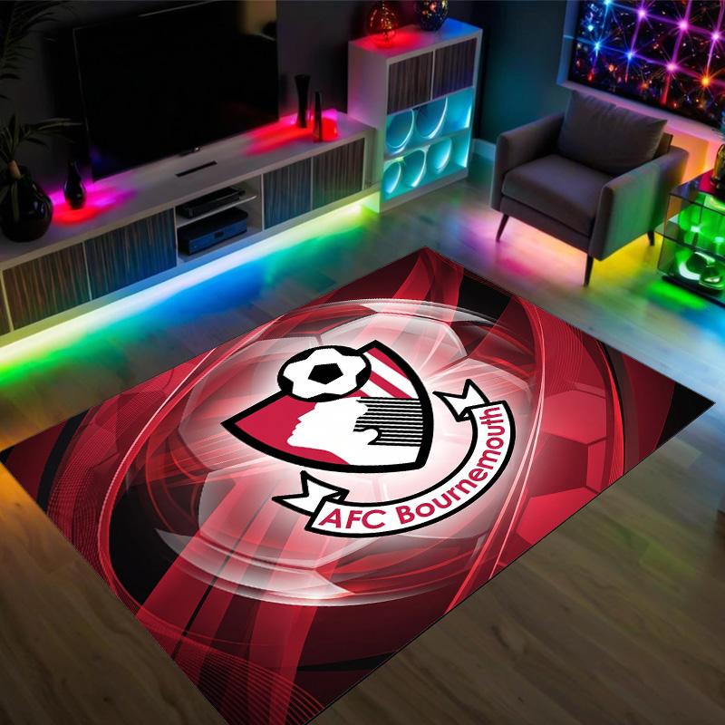 Bournemouth Football Design Crystal Velvet Carpet Cozy Non?Slip Printed Rug For Bedroom Living Room Entrance