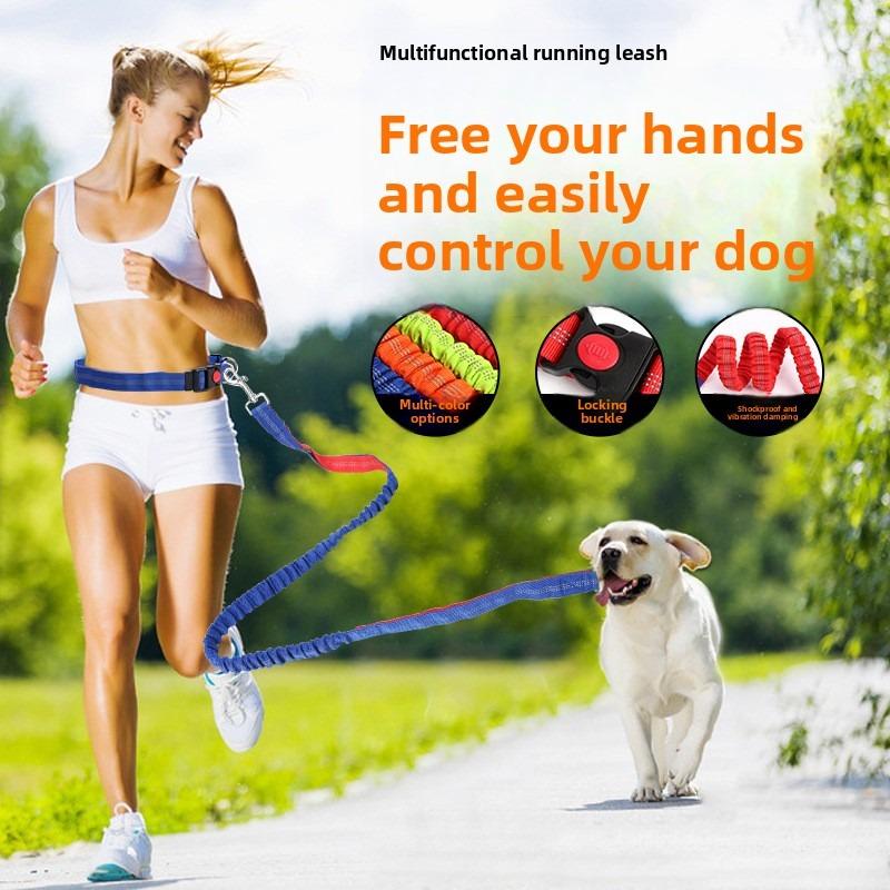 Pet Supplies Explosion-proof Stretchable Nylon Belt, Dog Walking and Running Leash, Multi-functional Dog Collar