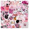 50pcs Funny Pink Color Halloween Series Scrapbook Journal Sticker Creative Stationery Sticker DIY Decor Luggage Guitar Sticker