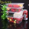 20pcs Plastic Disposable Food Containers Transparent Carry Out Packing Box Fruit Salad Lunch Bento Boxes Kitchen Fridge Storage