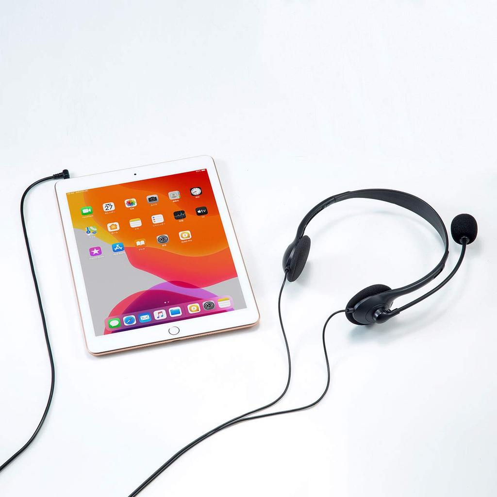 Sanwa Supply Wired Headset with Mini Plug and Unidirectional Microphone for and PCs 4-Pole Tablets, Smartphones, (MM-HS406BK)
