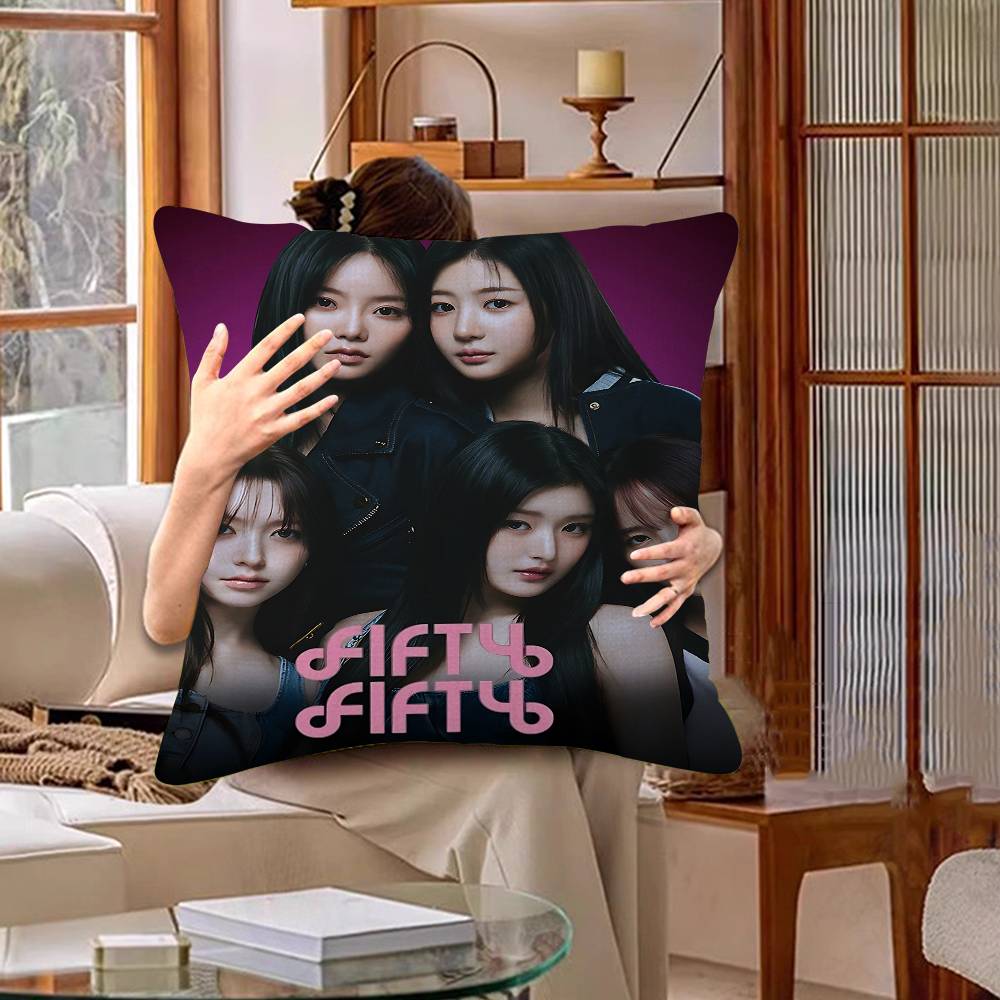 Стиль K-pop Группа F-Fifty Fifty Наволочка Чехол для диванной подушки Декор для комнаты Домашний Подарок ребенку