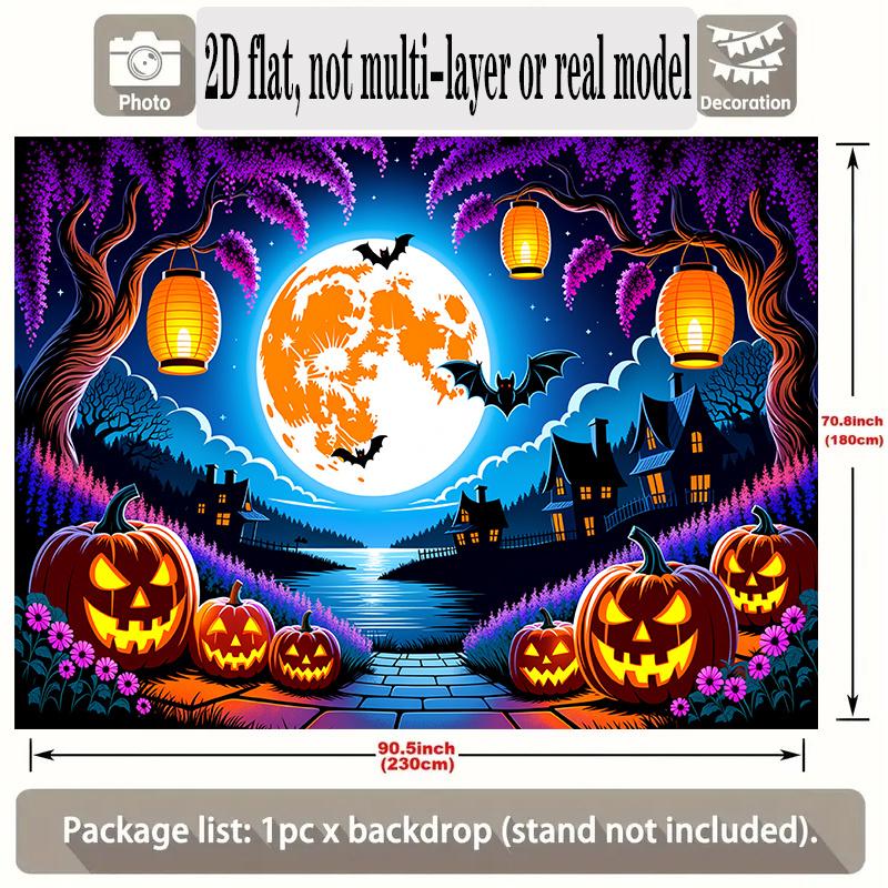 Party Backdrop Halloween Flat Banners Spooky Night Scenery Celebrations Wedding Enthusiasts Photo Background Decor Front Door Decor