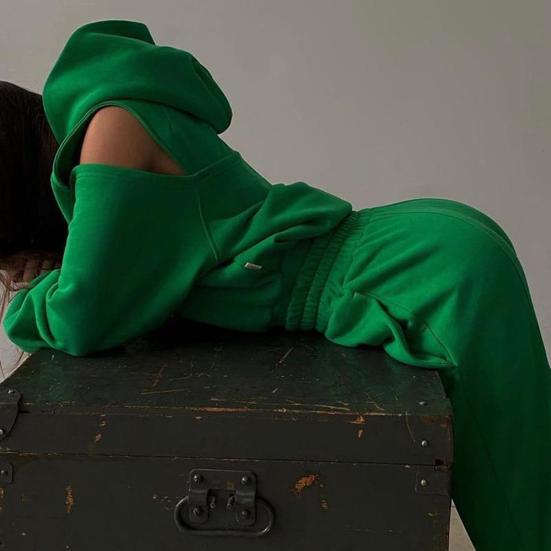 Женский спортивный костюм из двух частей, худи с длинным рукавом и укороченным пуловером, толстовка, спортивные штаны