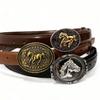 Retro PU Leather Belt Luxury Design Embossed Horse Buckle Belt Jeans Pants Belt  For Women Man