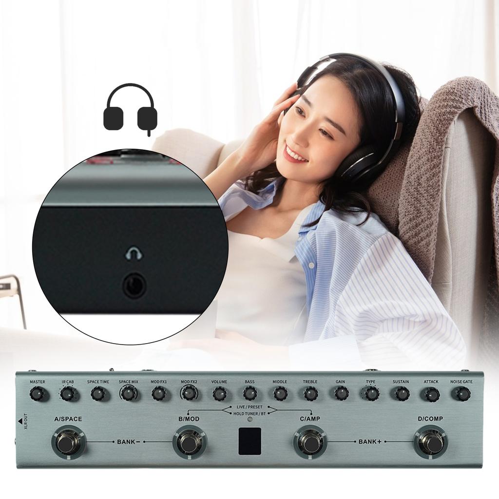 Педаль басовых мультиэффектов 3-полосный эквалайзер Сбалансированный выход XLR 3 задержки 3 реверберации Басовые эффекты