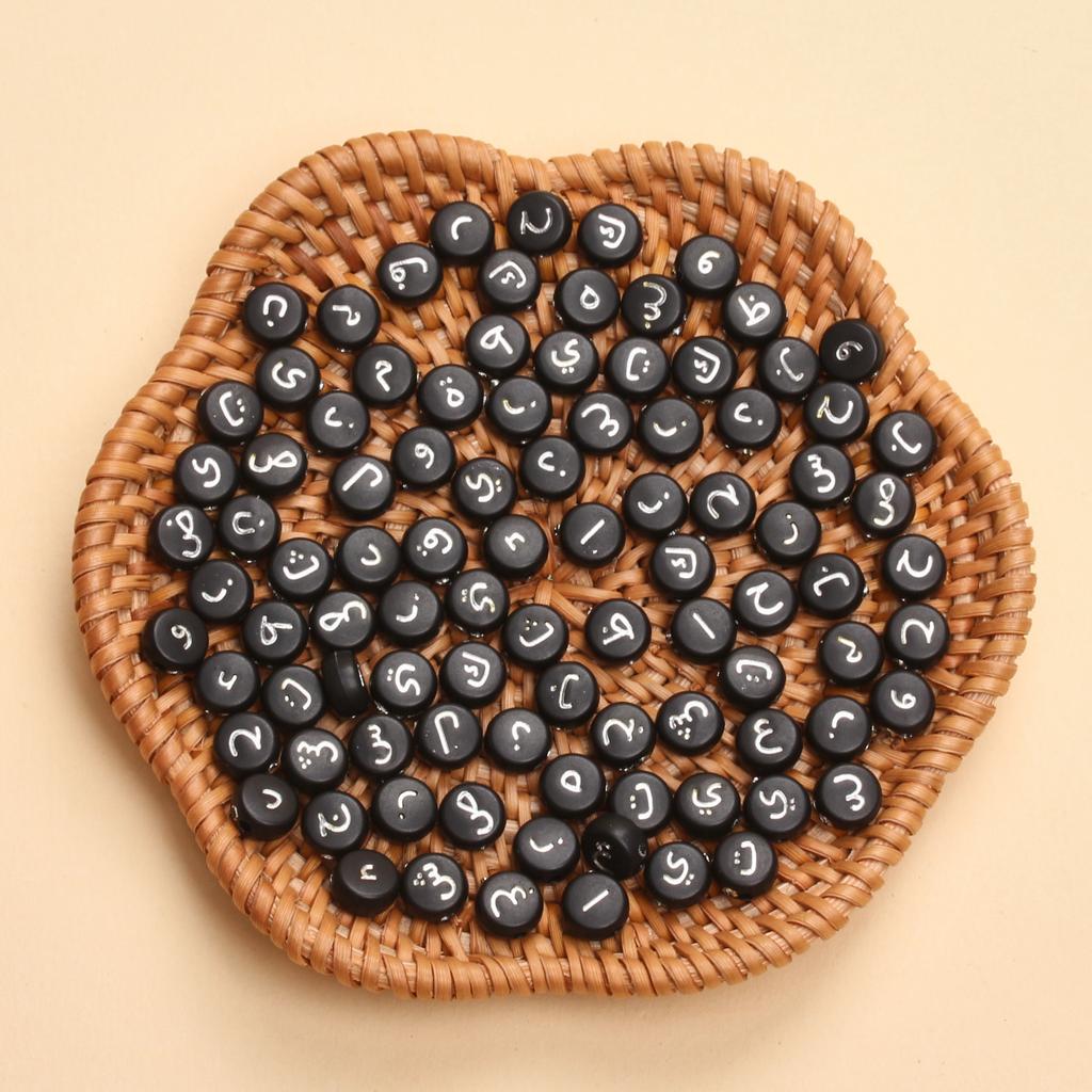 100 шт. 7 мм акриловые арабские бусины рассеянные космические бусины сплошные плоские круглые бусины для DIY браслета ожерелья ювелирные изделия производственные принадлежности