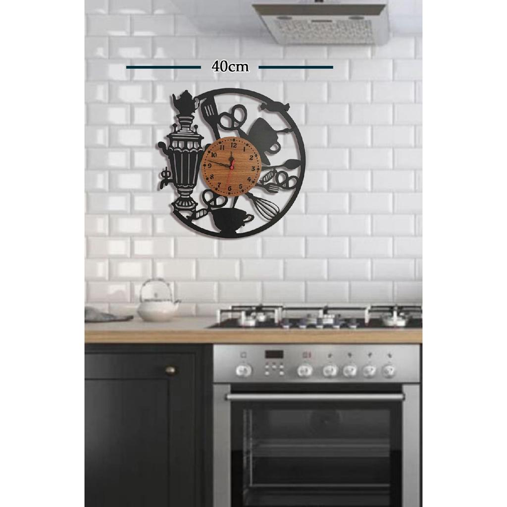 Cafe Wall Clock Samovar Kitchen Clock - Personalized Writable Wooden Wall Clock 40cm