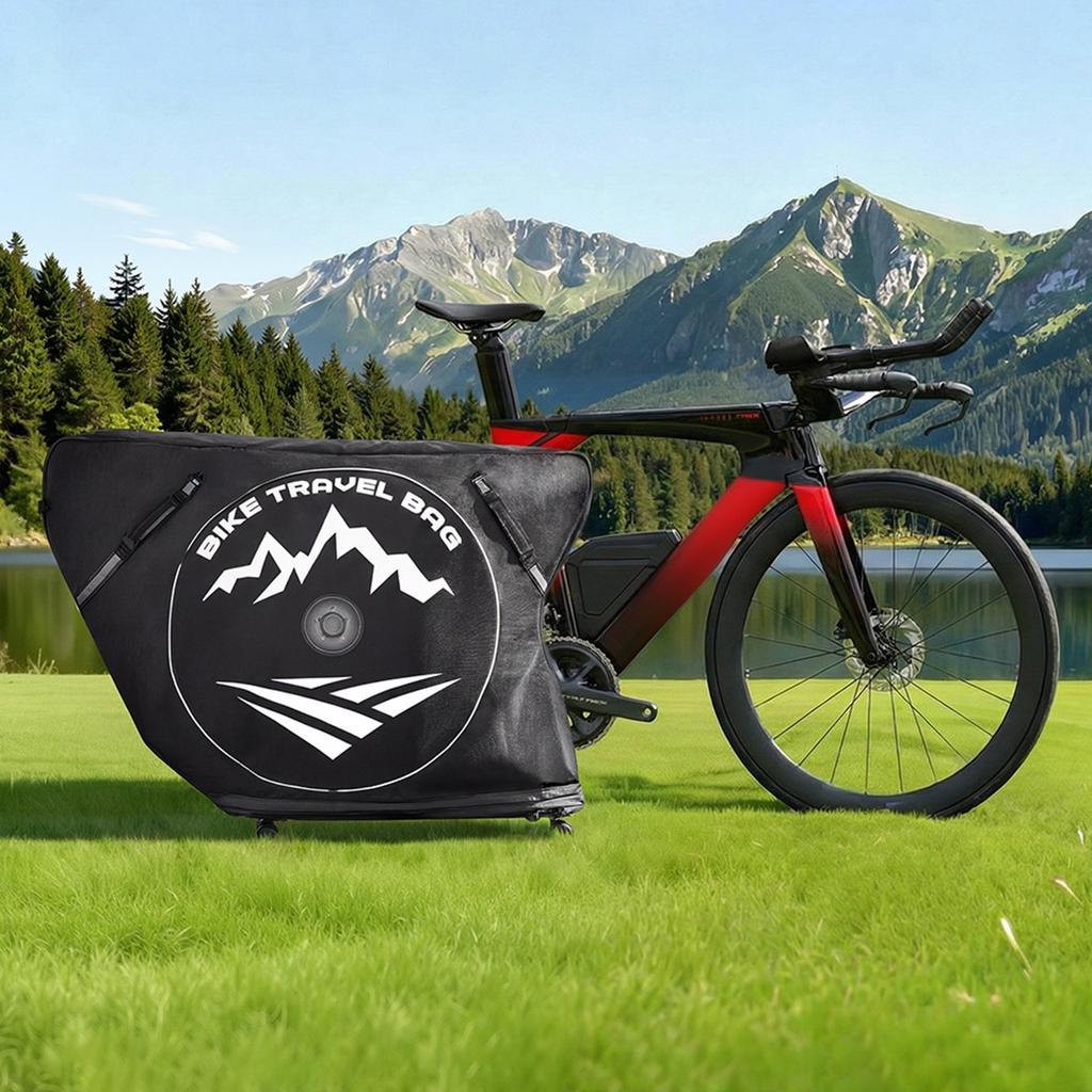 Triathlon Bike Travel Bag, Transport Bicycle Storage Carry Bag with TSA Lock & Dual Zipper, Triathlon Bicycle Case Max. Wheelbase 106 cm for Travel,
