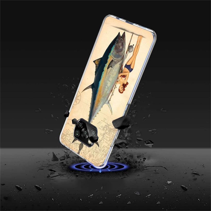 Offshore Angling Fishing Fish Rod Phone Case For Xiaomi Poco X7 X6 X5 Pro F7 Ultra Redmi 15C 15 13C 13 12C 12 10 10A 10C 9 9A 9C