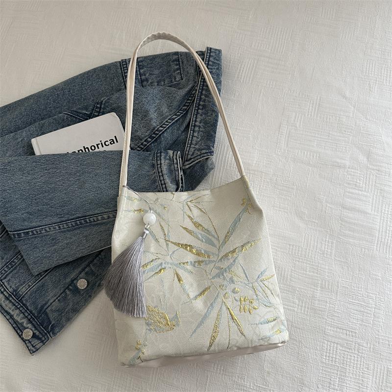 Новая китайская сумочка, новая красивая сумка через плечо для женщин, персонализированная повседневная женская ручная сумка-ведро с текстурой