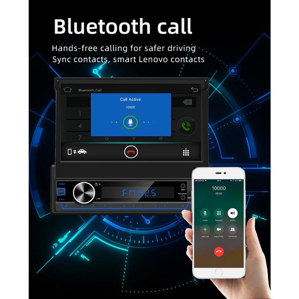 2+32GB Universal 1Din Android Car Radio 7 Inch Electric Retractable Screen Wireless Carplay Multimedia Player Autoradio Navigation GPS