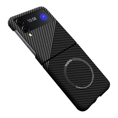 Чехол из углеродного волокна для Samsung Galaxy Z Flip 3 Flip 4 5g, магнитный чехол с чехлом для беспроводной зарядки Magsafe