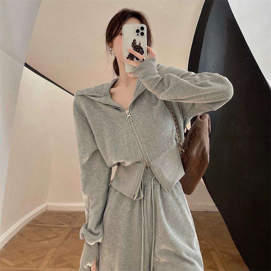 Women's 2025 Spring/Autumn Hooded Sweatshirt & Casual Trousers Two-Piece Set