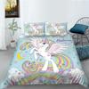 3D Unicorn Series Bedding Set Fantasy Cartoon Animal Duvet Cover and Pillow Case Suitable for Home Decoration In Children's and Women's Rooms