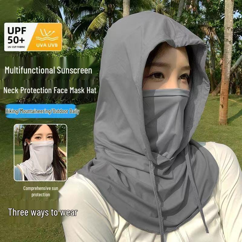 Летняя маска для лица и шеи из ледяного шелка с защитой от УФ-лучей - Легкая, дышащая, охлаждающая, с полной защитой