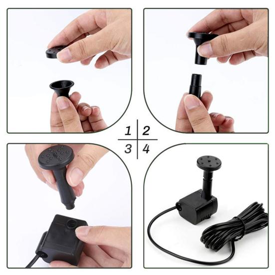 Solar Fountain Pump Customizable Water Flow Quiet Brushless Pump 180L/h 30-60cm Spray Height Monocrystalline Solar Panel Durable Design