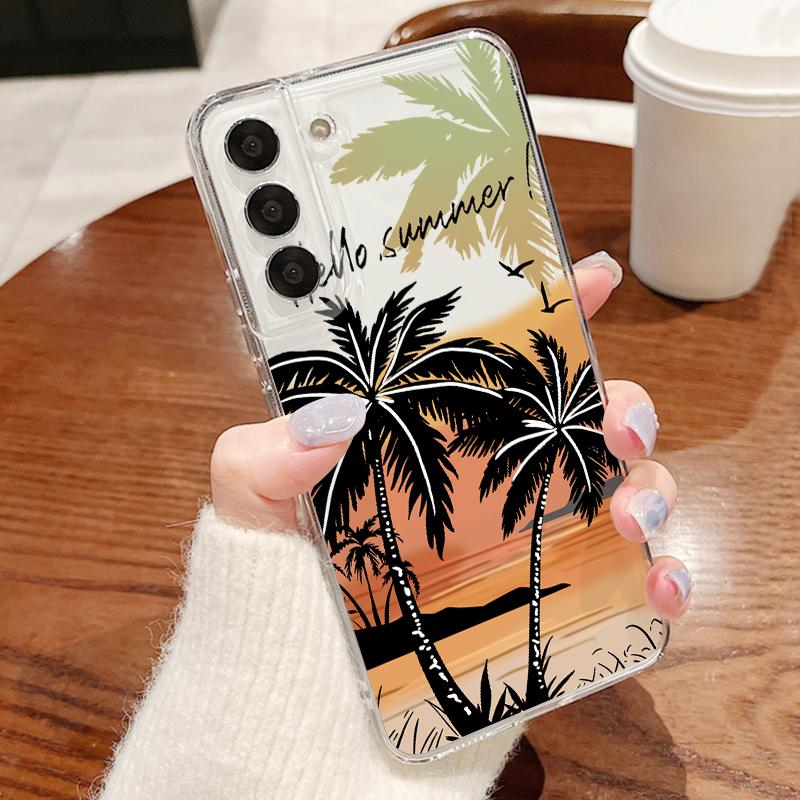 Морской чехол с принтом кокоса для Samsung A57 A37 A27 A17 S26 Ultra A56 A36 A16 A55 A35 A15 A54 5G S21 FE S22 S23 S24 S25 Plus Прозрачная мягкая крышка из ТПУ