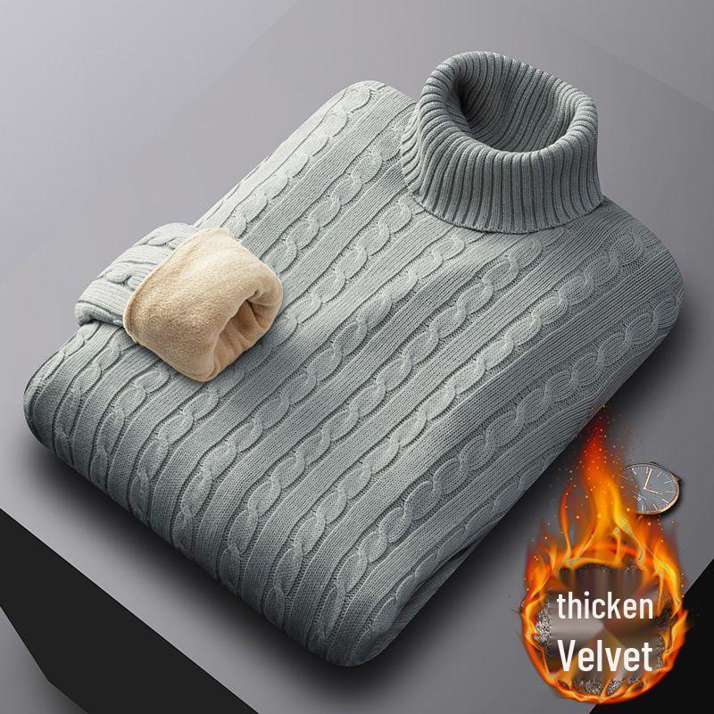 Men's 2023 Thick Velvet Turtleneck Sweater – Warm, High-End, 100% Cotton, Stylish and Comfortable