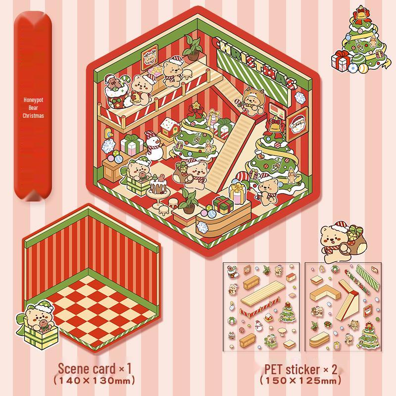 3D Наклейки для ландшафтного дизайна кабины: Большая корейская миниатюрная сцена для DIY, милый декор для хранения.