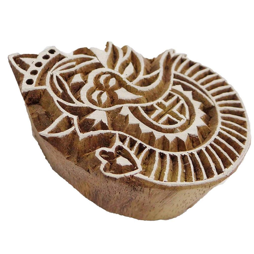 Печать ткани деревянного блока лорда Ганеши руки декоративная на ткани