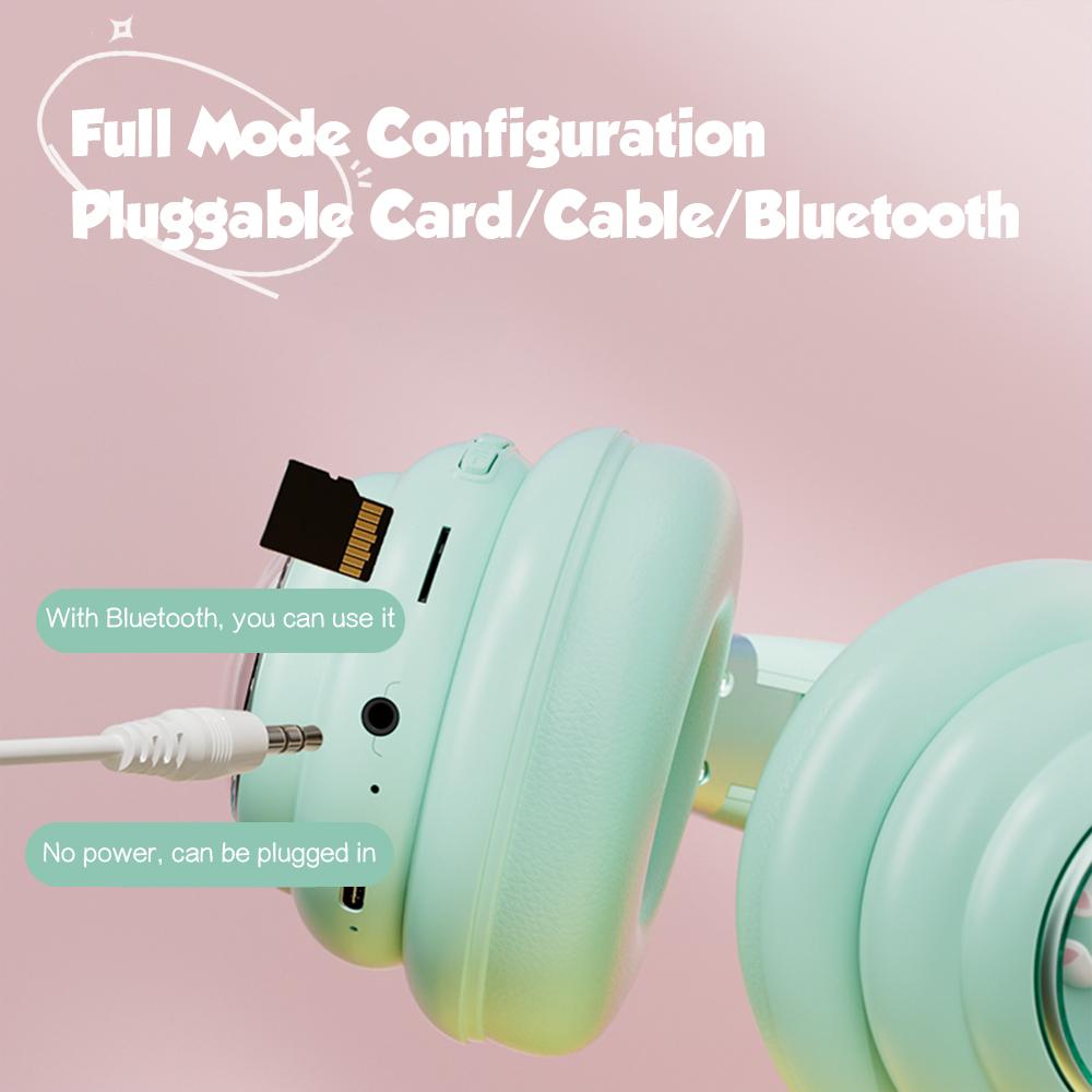 Девочки RGB свет милый кот беспроводная Bluetooth гарнитура космическая капсула наушники с микрофоном дети девочки подарки