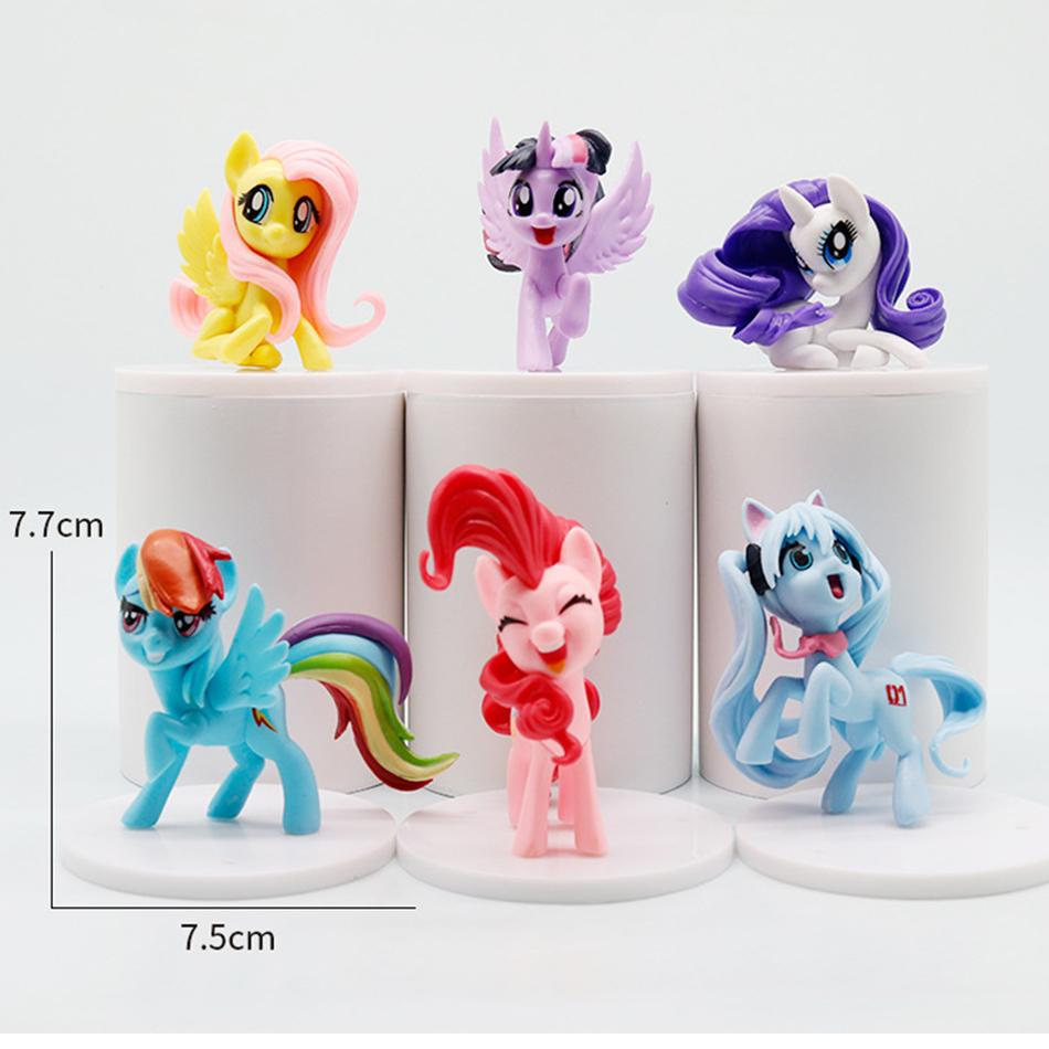 Модель My Little Pony Фигурки Фигурки Действия Игрушка Мультфильм Аниме Пинки/Флаттершай/Сумеречная Искорка Кукла Украшение Подарок