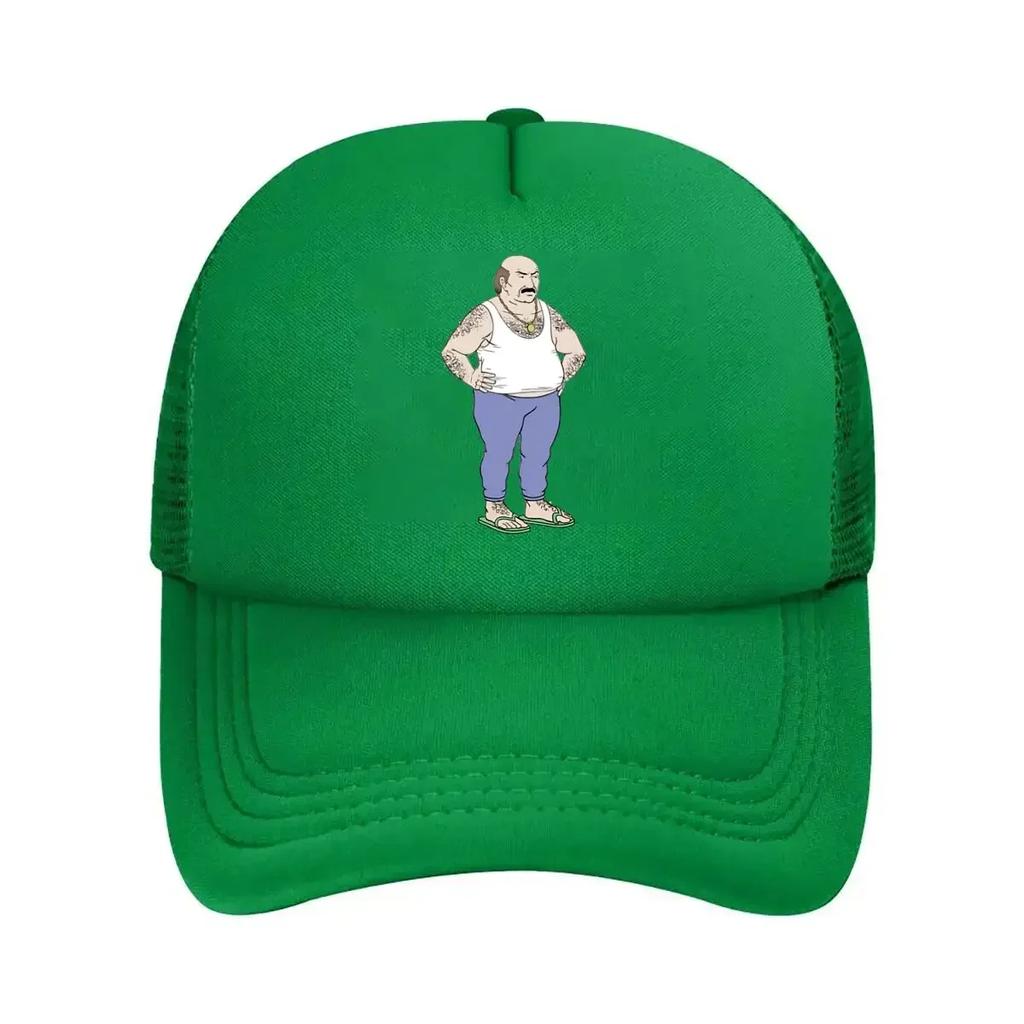 Tattooed Man in Casual Attire Standing Mesh Baseball Cap