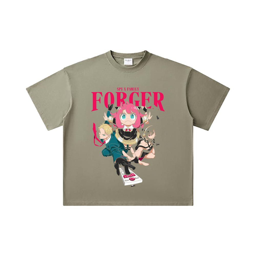 260 GSM Double Yarn 32 Count 100% Cotton Spy x Family V1 Forger Print Unisex Heavy Cotton T Shirt