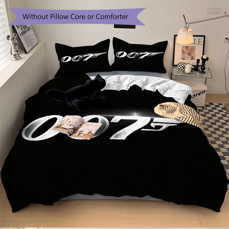 3Pcs James Bond Secret Agent Bedding Set Quilt Cover Pillowcase Home Christmas Xmas Halloween Gift 1 Duvet Cover 2 Pillowcase Em92430