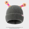 Yousheng Cute Knitted Beanie Hat with Eyes Wear Resistant Solid Color LED Glowing Funny Cartoon Winter Warm Hat