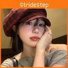 Vintage Red Plaid Cloud Beret Hat For Women Summer Casual Fashion Accessory