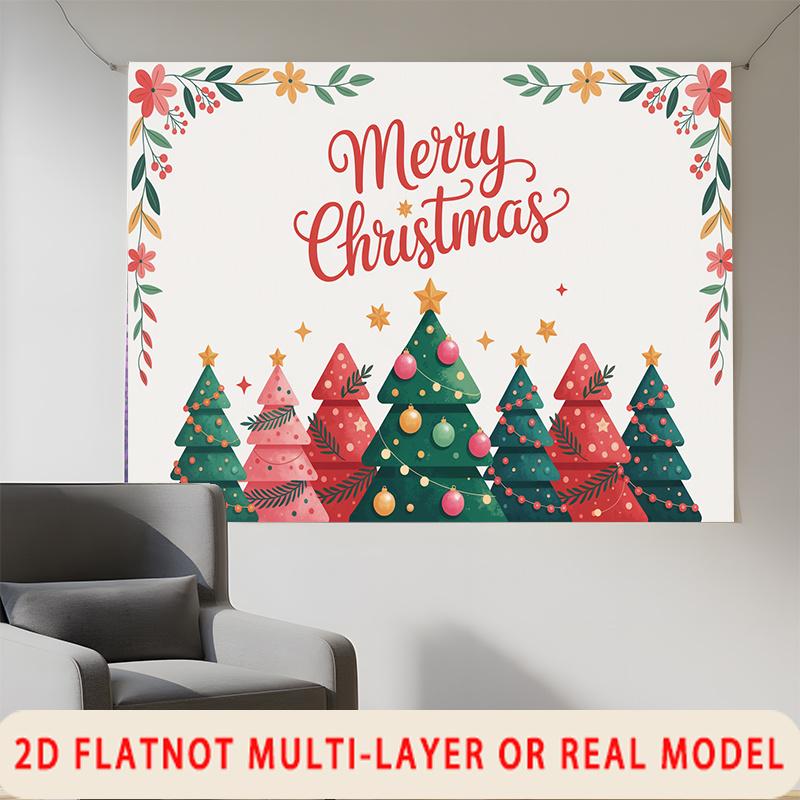 Party Backdrop Christmas Floral Flat Merry Festive Border Multi Layered Celebrations Event Backdrop Decoration Front Door Decor