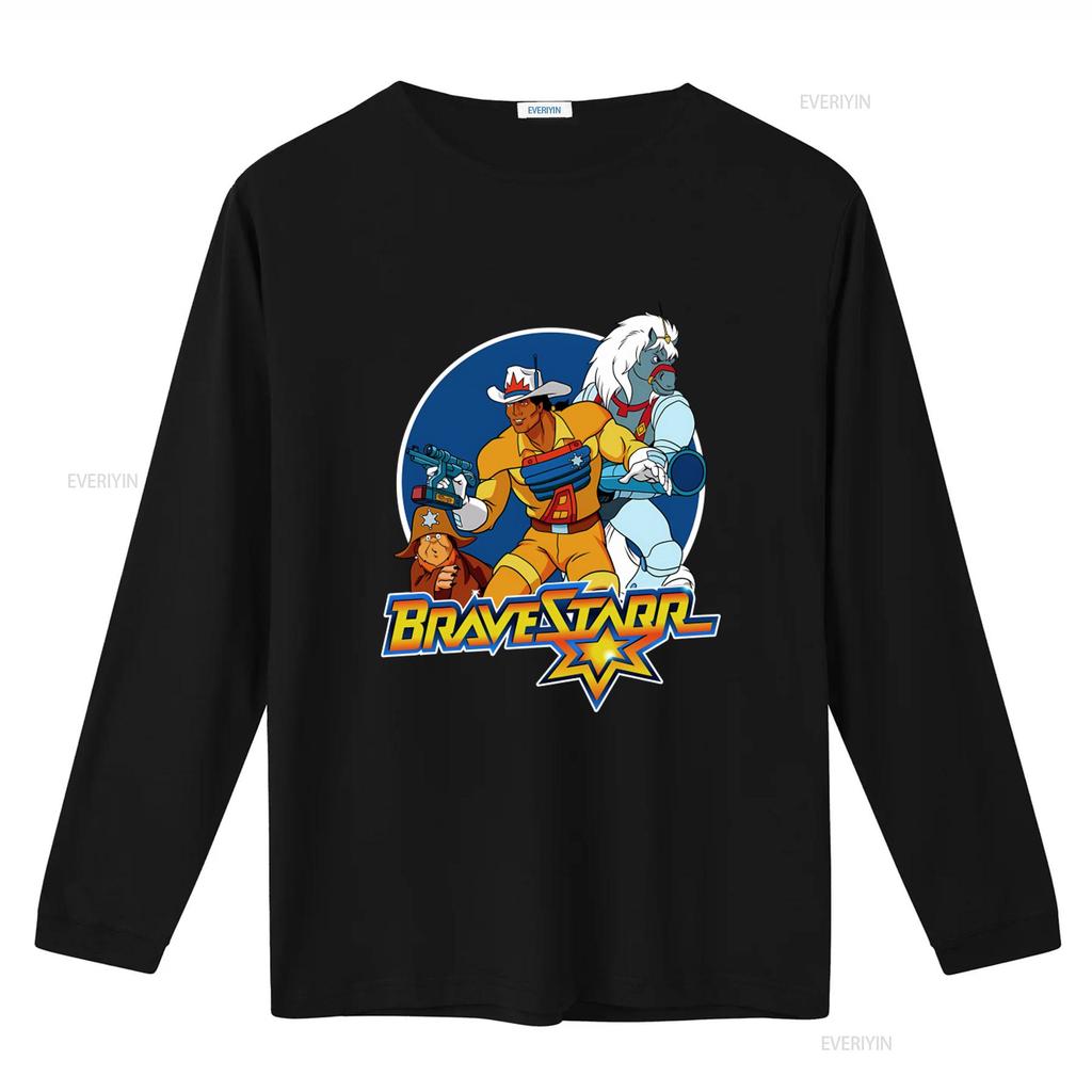 Винтажная мужская футболка с принтом мультфильма BraveStarr S 5XL Длинный рукав или короткий Ретро Дизайн в стиле Вестерн и Научной фантастики винтажный Слегка стиранная С графикой