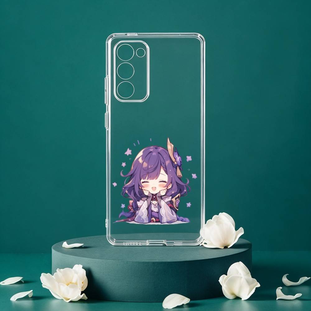 R-Raiden Shogun Genshin Чехол для телефона Samsung Galaxy S24 S25 S23 S22 S21 Plus S24 S25 Прозрачный чехол
