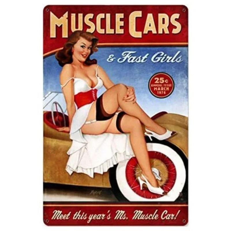 Металлическая жестяная табличка Pin-up Girl для декора гаража, мастерской 20x30 см