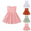 Летнее платье для девочек, однотонная симпатичная юбка для детей