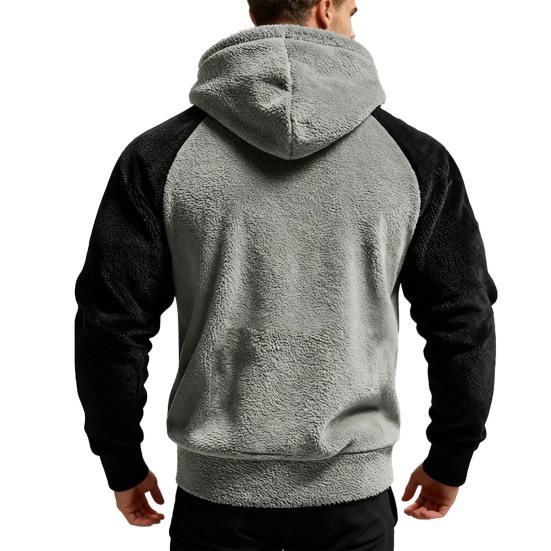Men Fluffy Hoodie Fuzzy Loose Pullover Hoodie Casual Warm Hooded Fleece Sweatshirt with Pocket Drawstring for Autumn Winter Street Wear