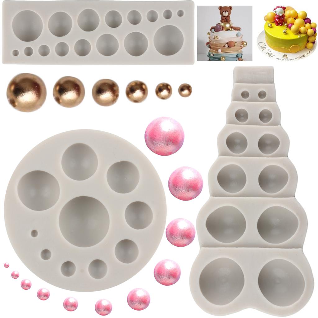 Жемчужная форма для помадки, жемчужная полусфера, шоколадные силиконовые формы для украшения торта, топпер для кексов, конфетная жевательная паста, формы из полимерной глины