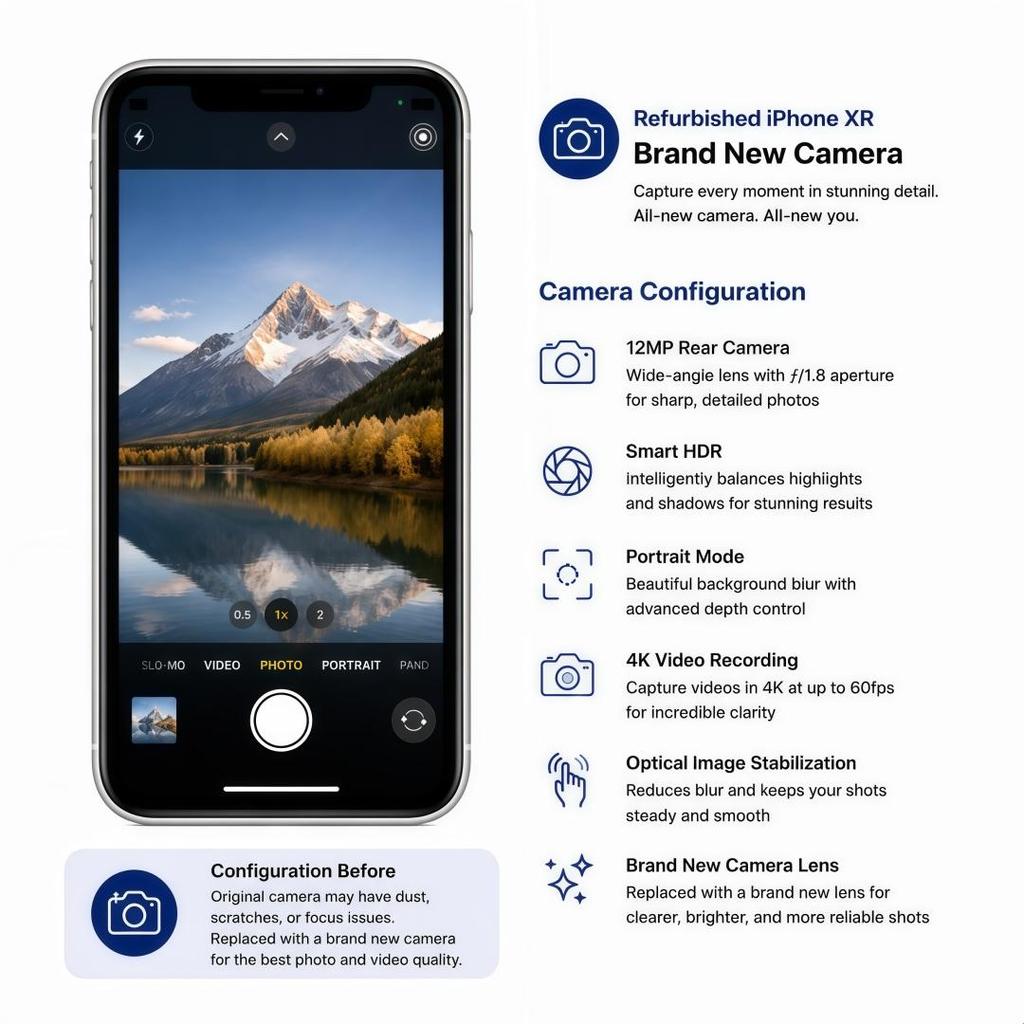 Восстановленный Apple iPhone Xr 6,1'' 3 ГБ ОЗУ 64 ГБ ПЗУ Белый 4G LTE Разблокированный смартфон с одной SIM-картой