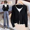 Вязаный свитер с v-образным вырезом, женский весенне-осенний свитер, топы с цветными блоками, ленивый низ
