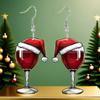 Двусторонние мультяшные серьги-подвески в виде рождественских бокалов для вина - Акрил с непокрытыми крючками