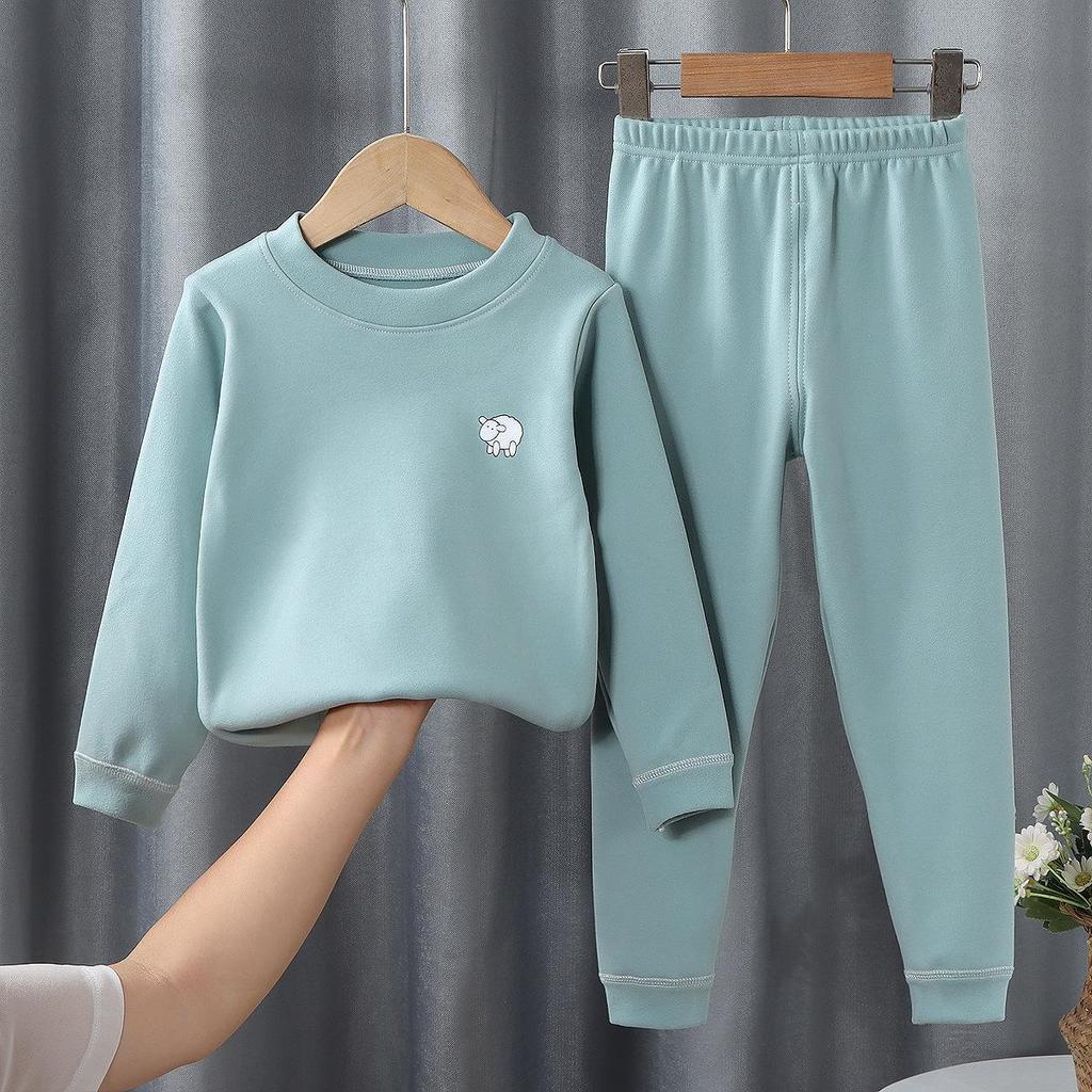 Детский бархатный теплый пижамный комплект, осенние и зимние пижамы для мальчиков и девочек, домашняя одежда