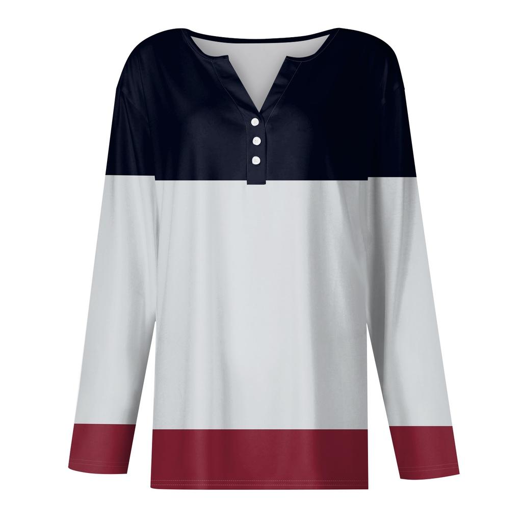 Жен. Футболка Футболка Пуговицы Цветочный принт Длинный рукав Повседневные Выходные Мода Классический Классический V-образный вырез Обычный Топ