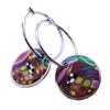 [R6501] - Artisanal Hoop Earrings 'Colombine & Arlequin' Multicolored Silver - 30 Mm - 20 Mm