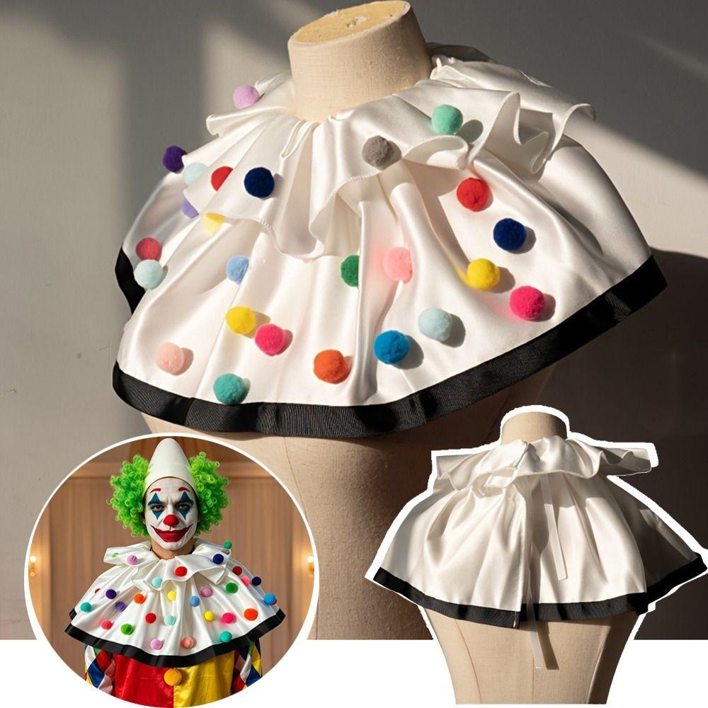 Fur Ball Decors Clown Collar Colorful Ball Costume Neckpiece Fake Collar Stage Performance