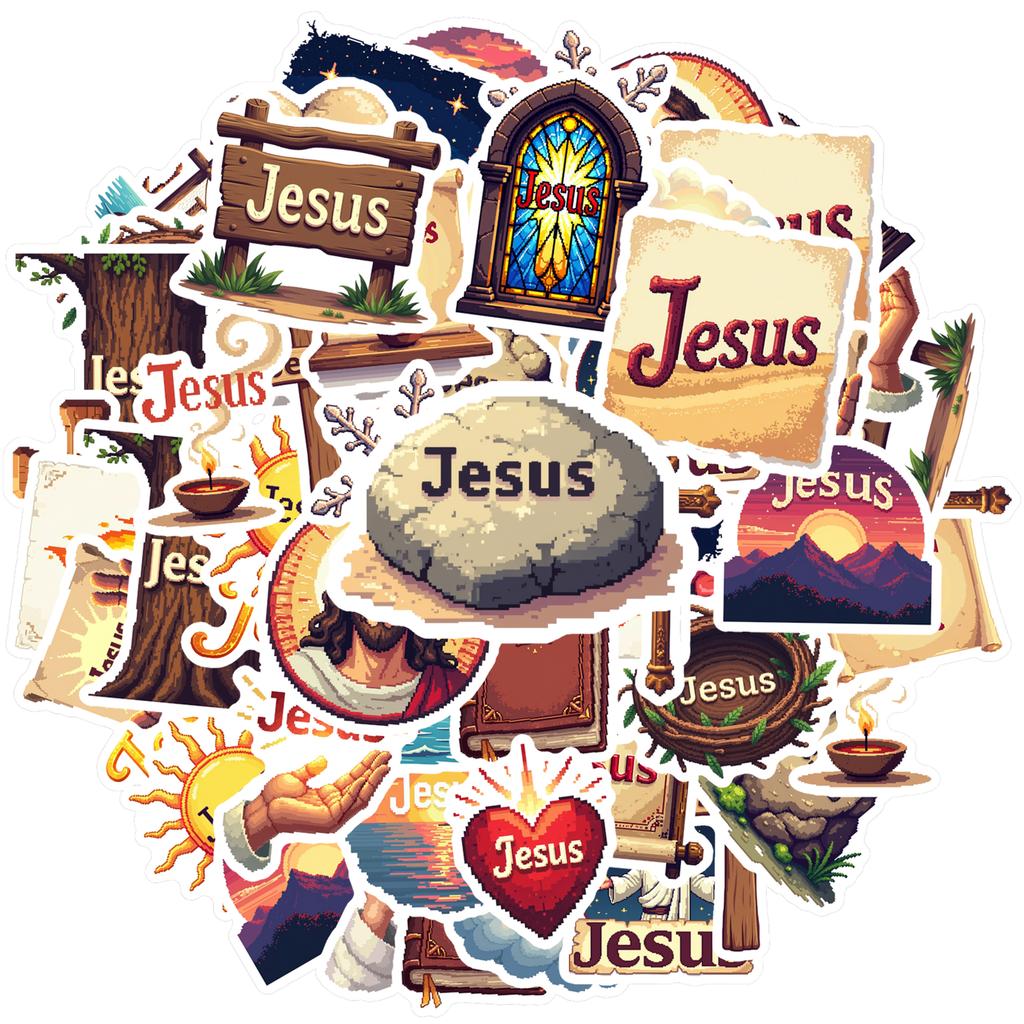 35pcs-70pcs Spirituality Stickers Iconic Jesus Teacher Reward Stickers Religious Stickers For Notebook Luggage Mobile